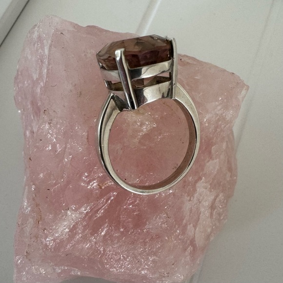 Smoky quartz sterling silver ring size 7.75 - Picture 2 of 4